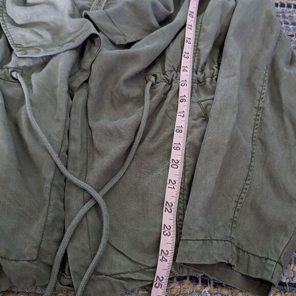 Olive Green Jacket Pistachio Green Tencel Drape M Mid Length Cyber Grunge - Picture 3 of 5